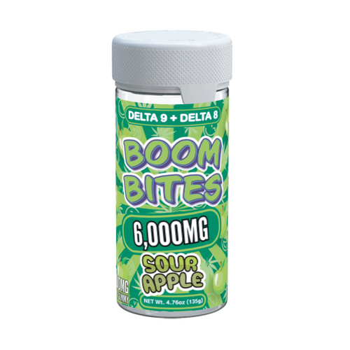 6000mg D9 + D8 30ct | SOUR APPLE – canna boom 6000mg d9 d8 gummy sour apple 30ct jar