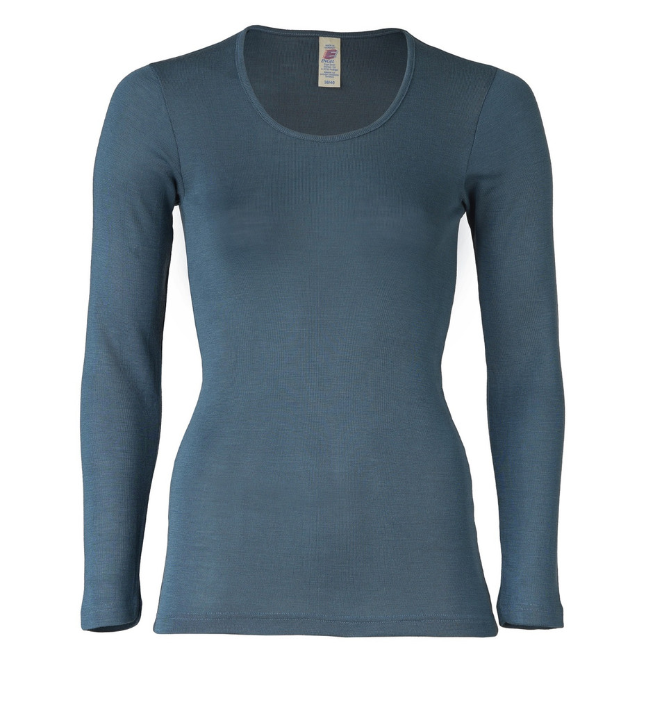 Engel Organic Wool/Silk Women's Long Sleeved Shirt 
Color: atlantik