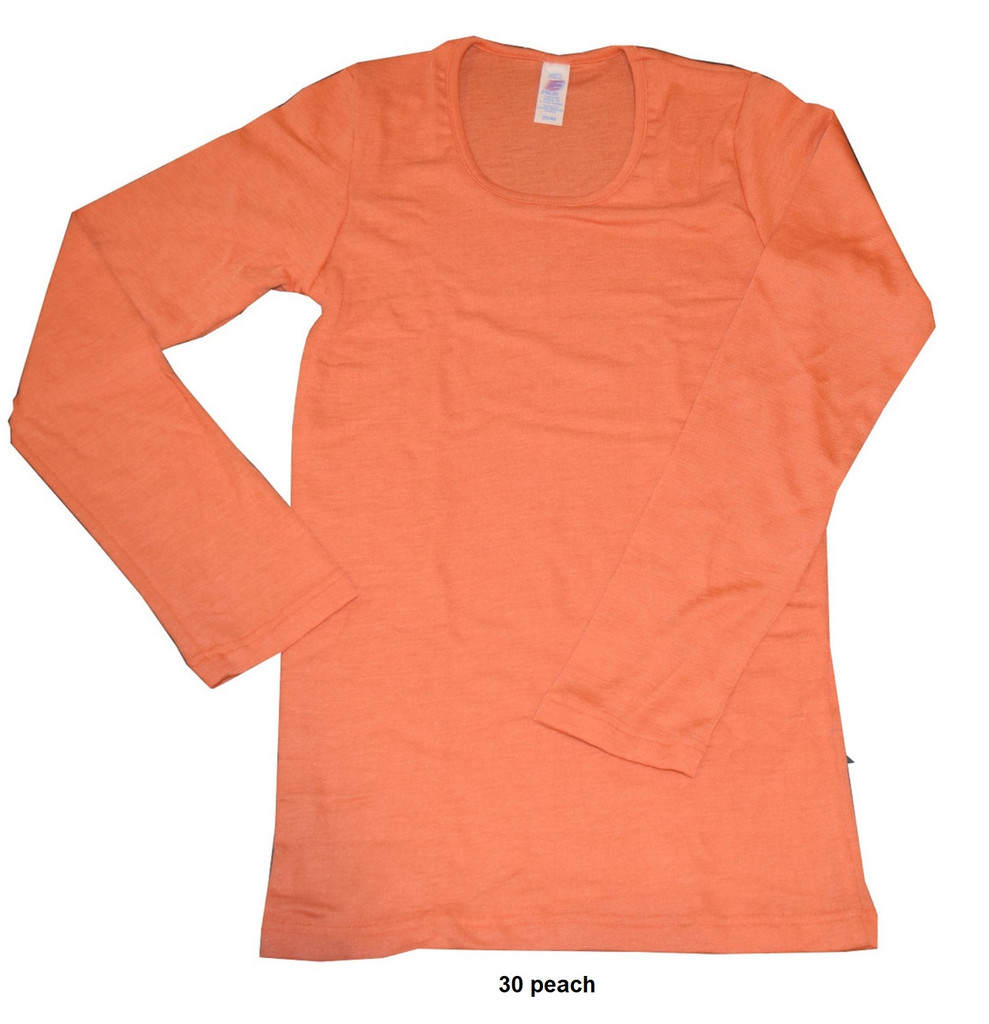 Engel Organic Wool/Silk Women's Long Sleeved Shirt 
Color: 30 peach
