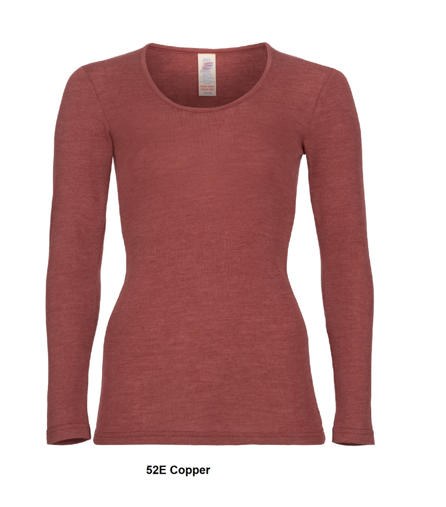 Engel Organic Wool/Silk Women's Long Sleeved Shirt 
Color: 52E Copper