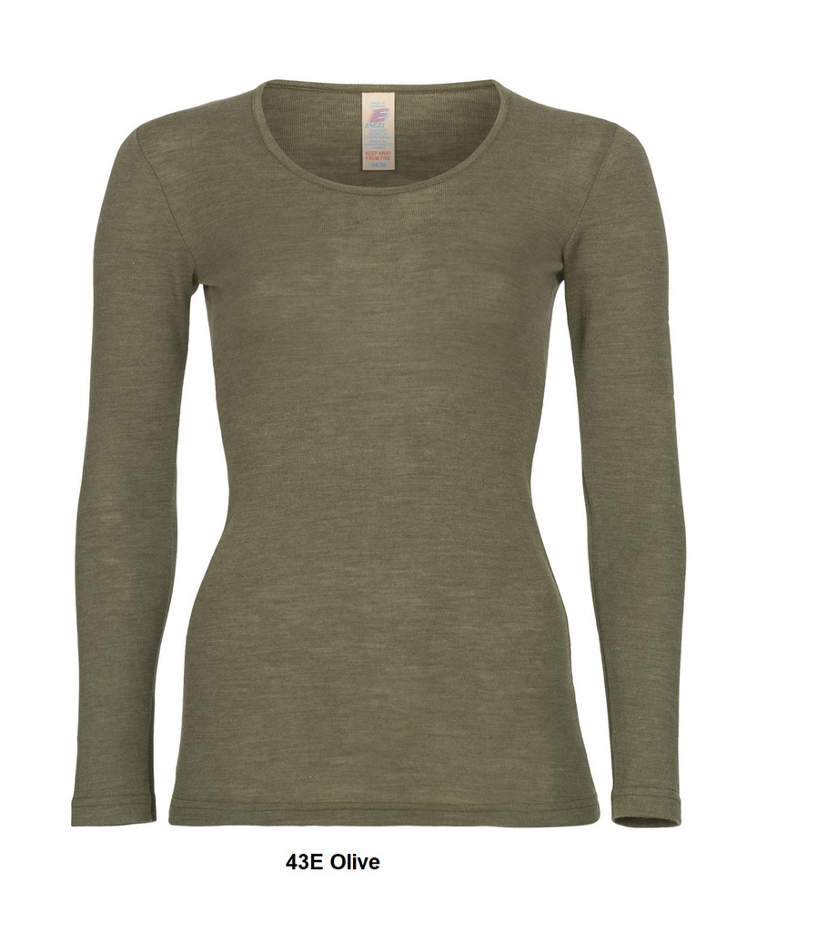 Engel Organic Wool/Silk Women's Long Sleeved Shirt 
Color:  43E Olive