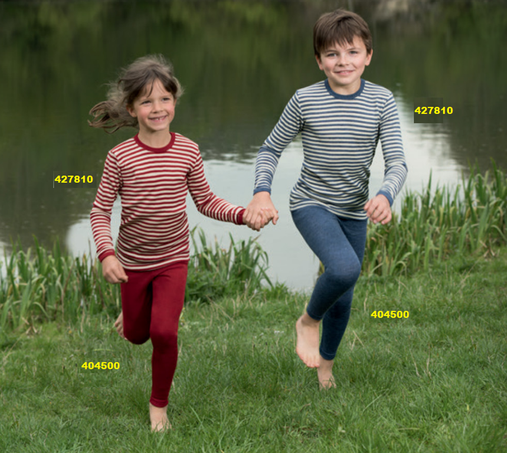 Engel Organic Wool Leggings for Children
Color: Red Melange and Blue Melange