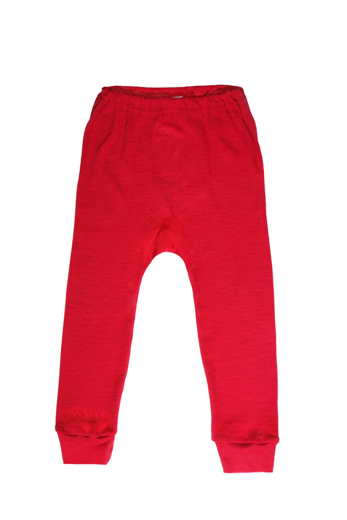 Organic Wool/ Silk Childrens Long Johns
Color: Red