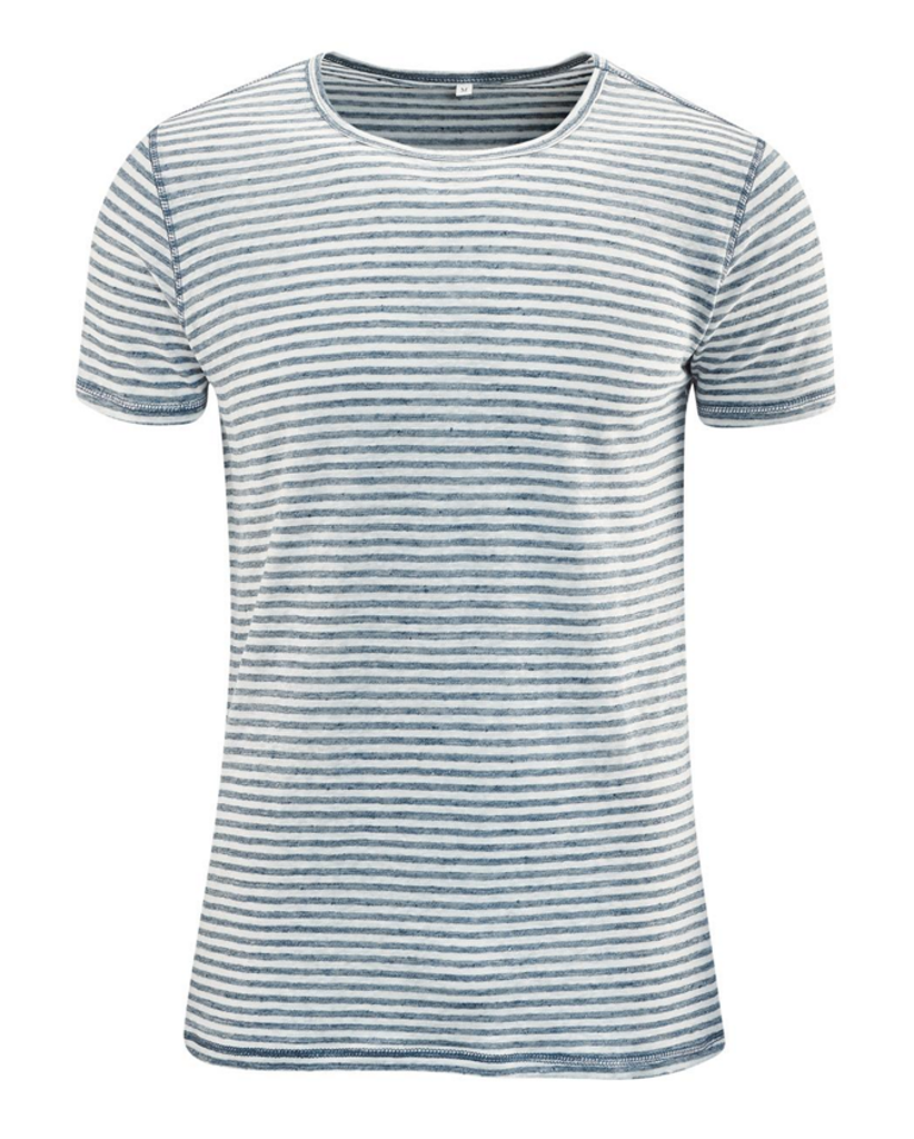T-Shirt Organic Linen 
Color: Cloud Blue Melange / White