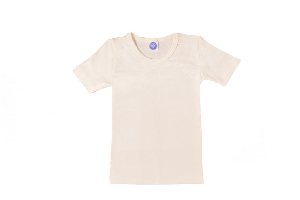 Organic Wool/ Silk Childrens Short Sleeve Shirt
Color:  Natural