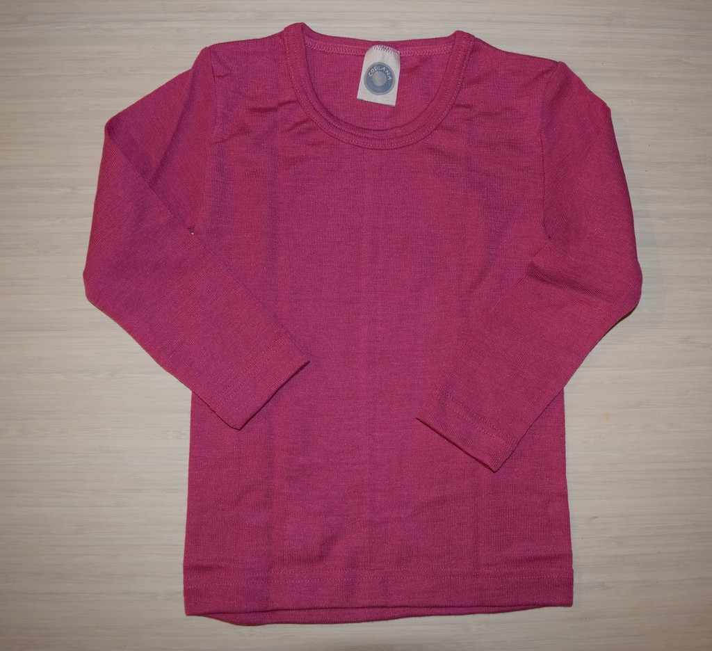 Organic Wool/Silk Long Sleeved Kids Shirt
Color: Berry