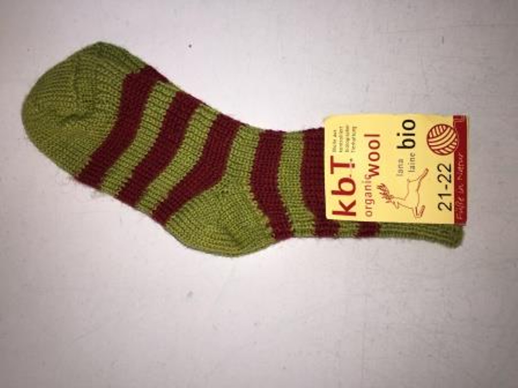 Organic Wool Socks
Color: 183 Lt. Green/Poppy