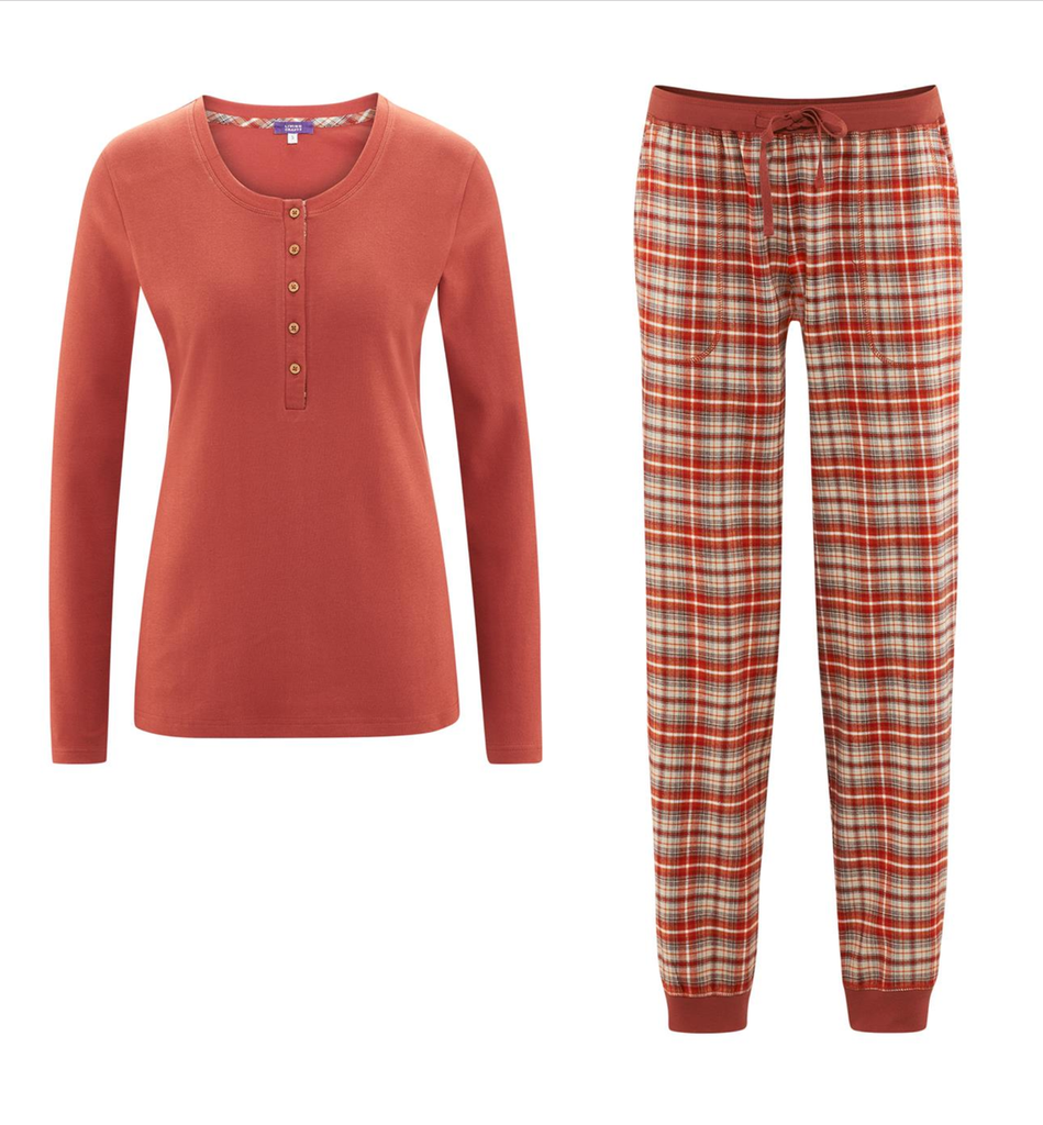 Women's Flannel Pyjamas
Color: red clay/sand check