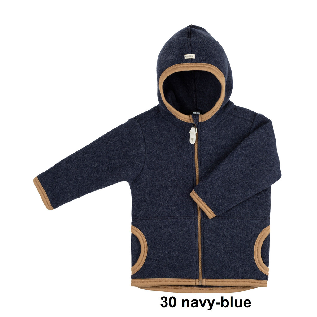 Organic Marino Wool Fleece Kids Jacket
color: 30 navy-blue