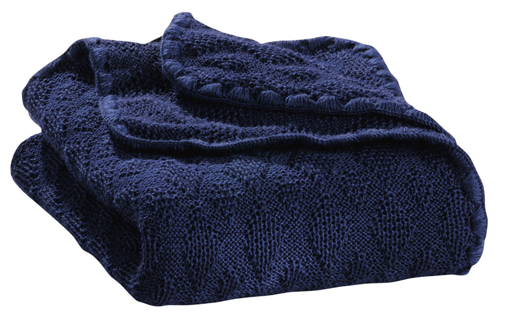 Organic Wool Knitted Blanket
Color: Navy