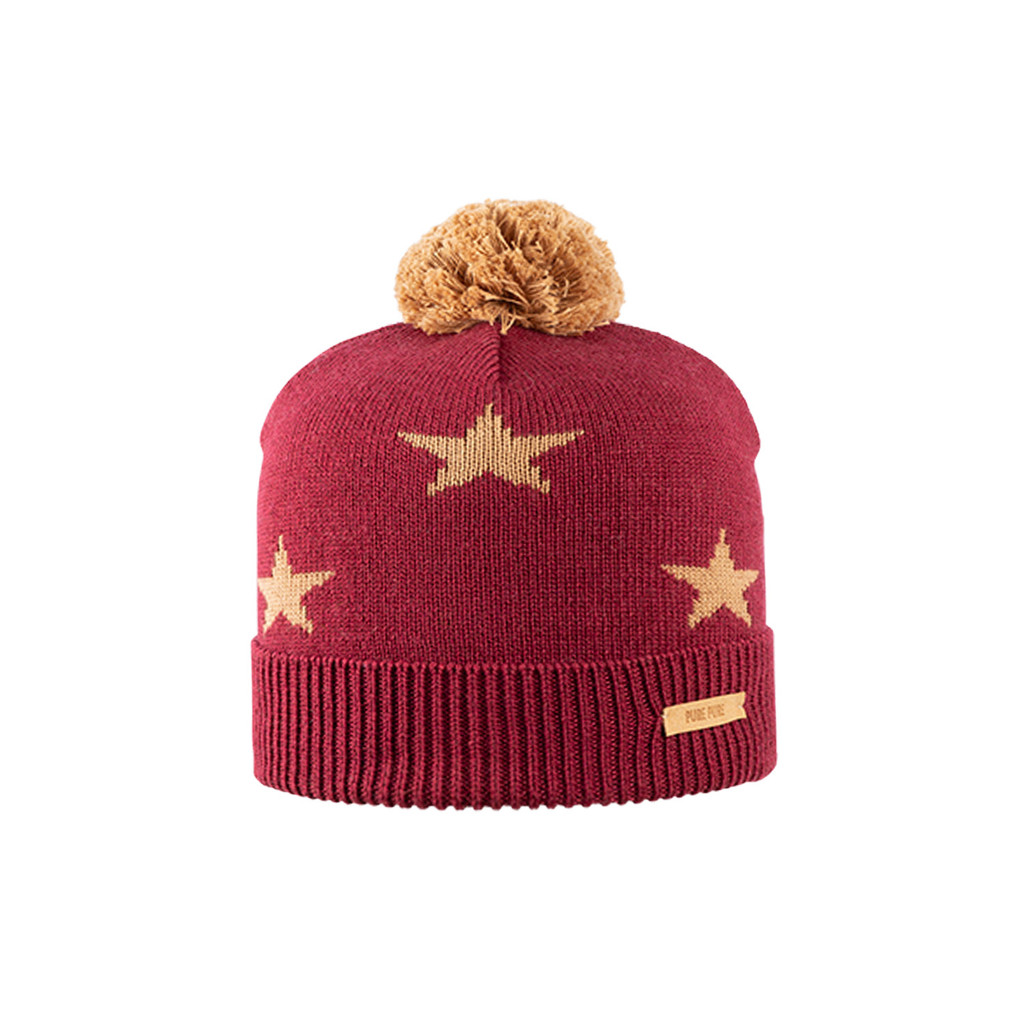 Organic Merino Wool, Cotton, Silk Kids Hat 
Color: 052 amber182 burgundy