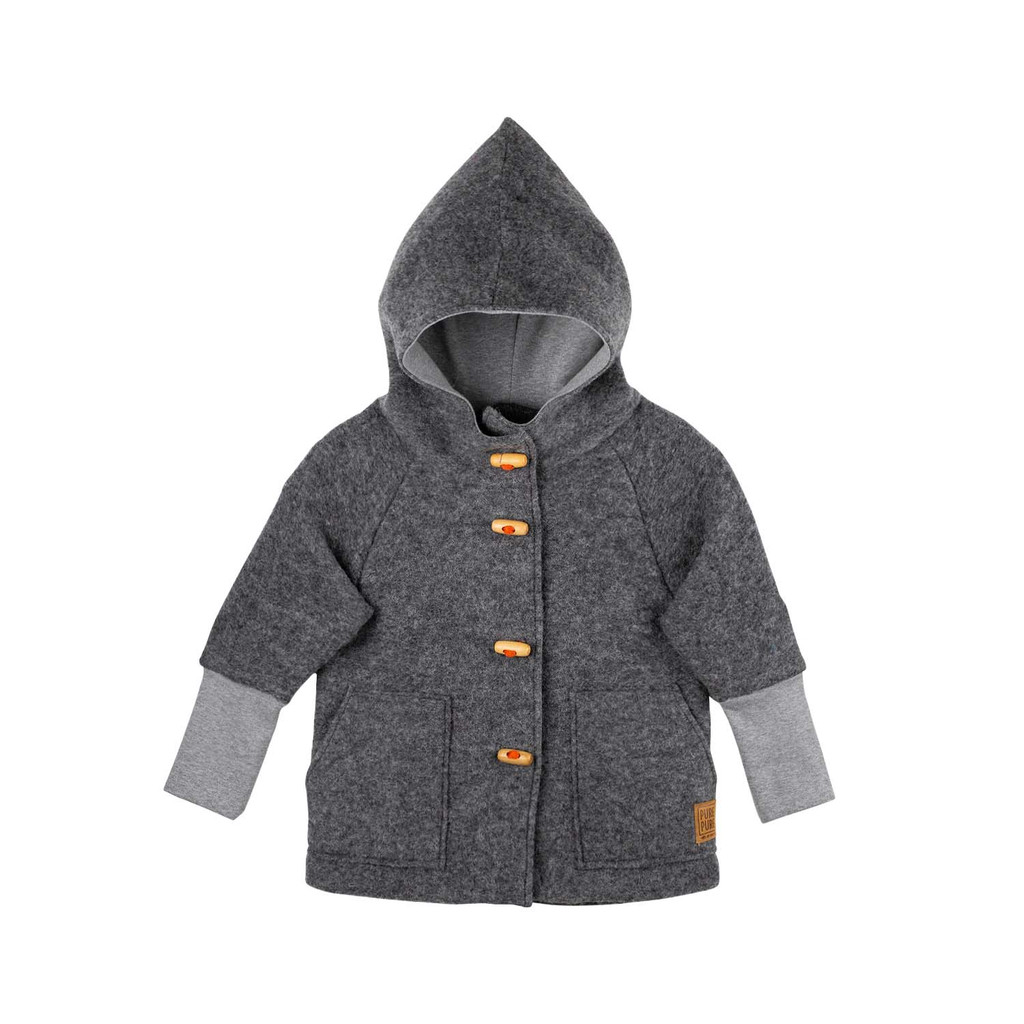 Organic Merino Wool Fleece Kids Jacket
Color:  96 slate grey