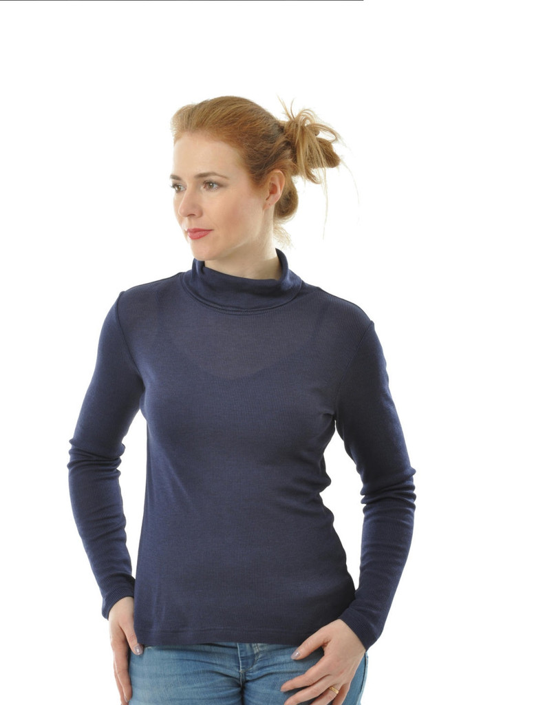 Women Silk Wool Turtleneck Shirt