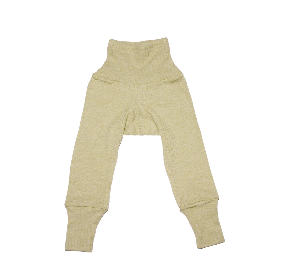 Organic Wool/ Silk/ Cotton Baby Pants
Color: 021 Green Melange