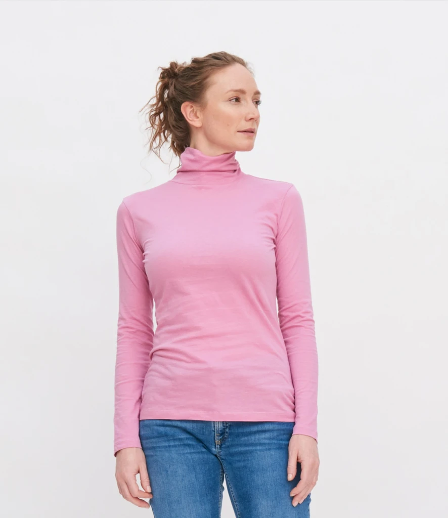 Women's Organic Cotton Turtleneck shirt
Color: 529 dusty rose