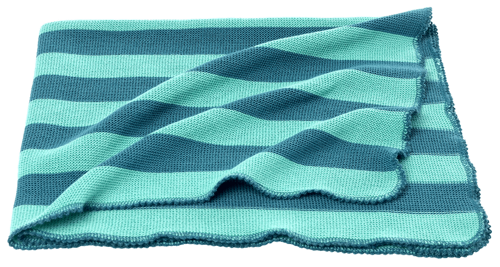 Organic Merino Wool Knitted Baby Blanket
Color: Karibik-ringel