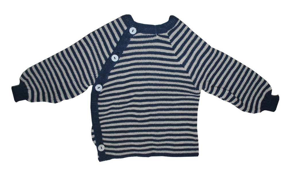 Organic Merino Wool Knitted Sweater
Color: Navy/ Natural Stripes