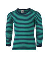 Engel Organic Wool/ Silk Children's Long Sleeved Shirt
Color: 3533E ice-blue / navy-blue