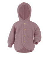 Soft Organic Wool Fleece Hooded Jacket for Babies
Color: 051E Rosewood Melange