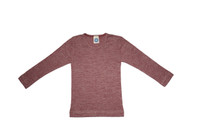 Organic Wool/ Silk/ Cotton Long Sleeved Shirt for Kids
Color: 039 winered melange