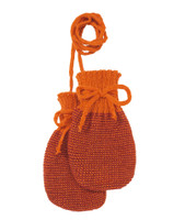 Wool Knitted Melange Baby Mittens.
Color: 973 Orange Boureaux