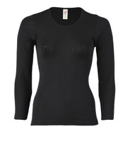 Engel Organic Wool/Silk Women's Long Sleeved Shirt 
Color: Black