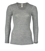 Engel Organic Wool/Silk Women's Long Sleeved Shirt 
Color: Grey Melange