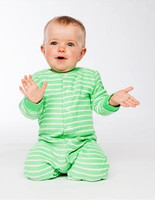 Organic Cotton Terry Footed Romper
Color: Green Natural Stripes