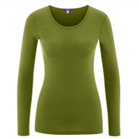 Women's Long Sleeve Underwear Shirt, Organic Wool Cotton
Color: 279 avacado