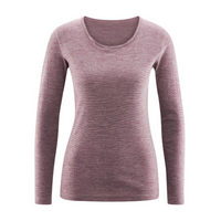 Women's Long Sleeve Underwear Shirt, Organic Wool Cotton
Color: merlot melange