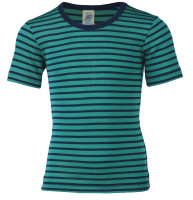 Children's Short Sleeve Shirt, Organic Wool/ Silk
Color: 3533E ice-blue / navy-blue