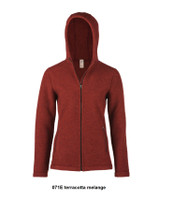 Organic Thick Wool Fleece Hooded Women's Jacket
Color: 071E terracotta melange