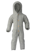 Organic Soft Wool Fleece Hooded Baby Bunting
Color: Light Grey Melange