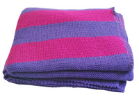 Organic Merino Wool Knitted Baby Blanket
Color: Aubergine/ Berry Stripes