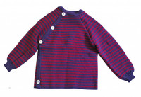 Organic Merino Wool Knitted Sweater
Color: Aubergine/ Berry Stripes