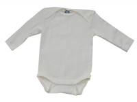 Organic Wool/ Silk/ Cotton Long Sleeved Bodysuit
Color: natural