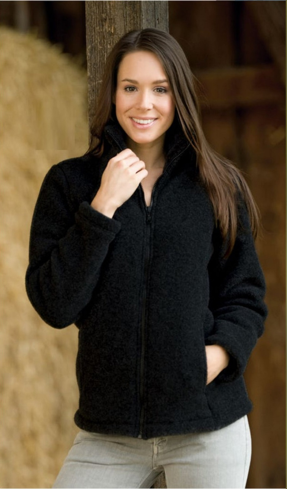 Wool fleece jacket made from pure organic merino wool 53357