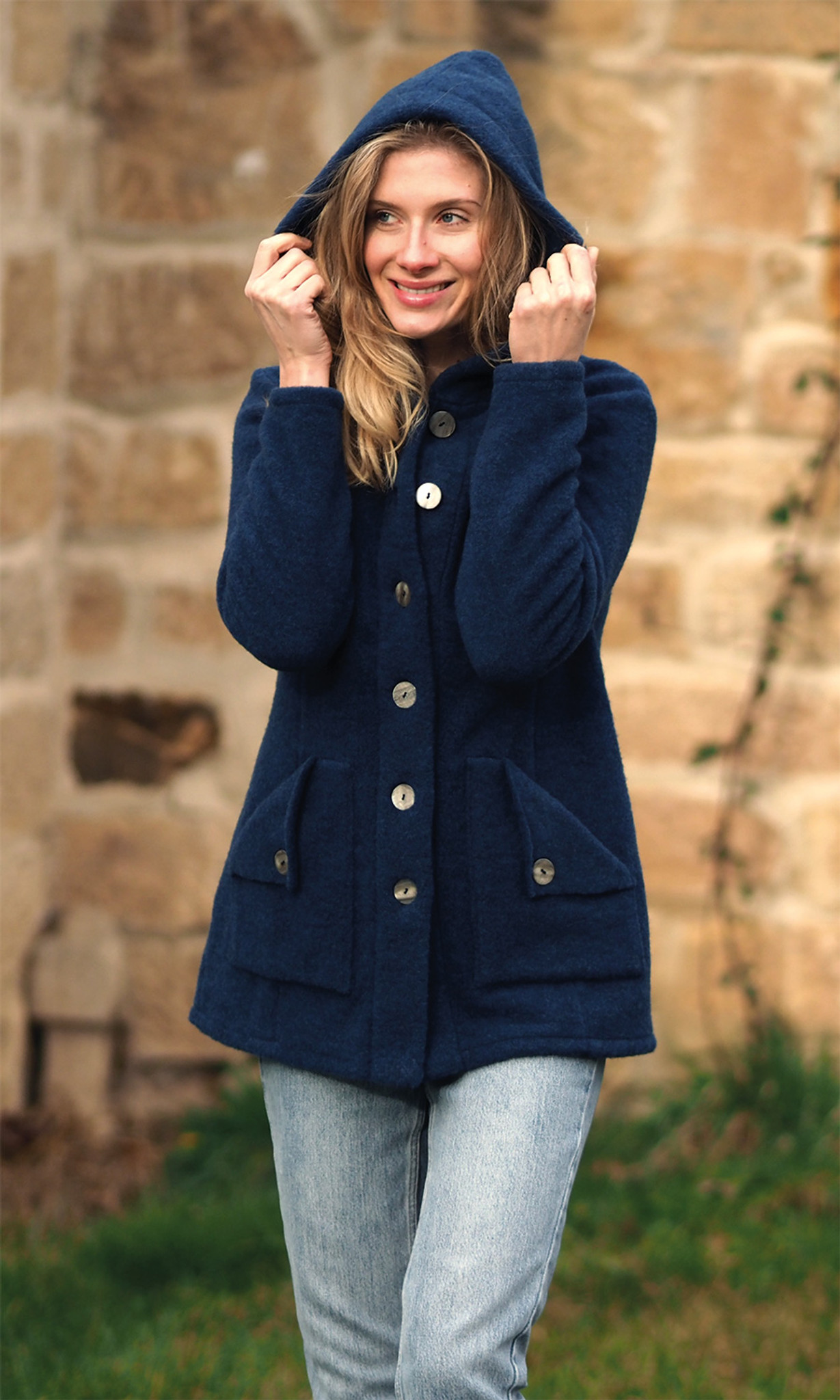 Organic Thick Wool Fleece Hooded Women's Jacket