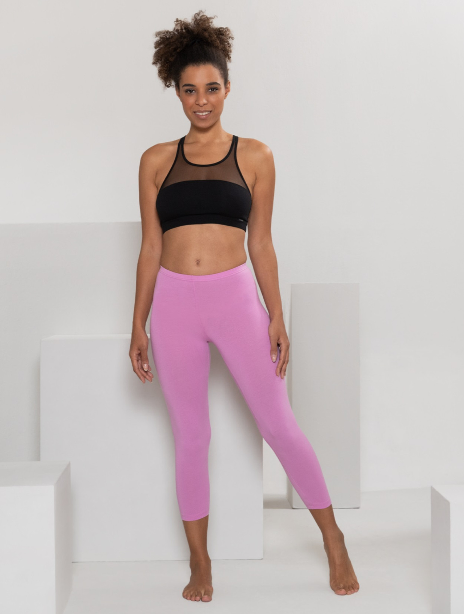 Women's Pink Cotton Activewear Leggings
