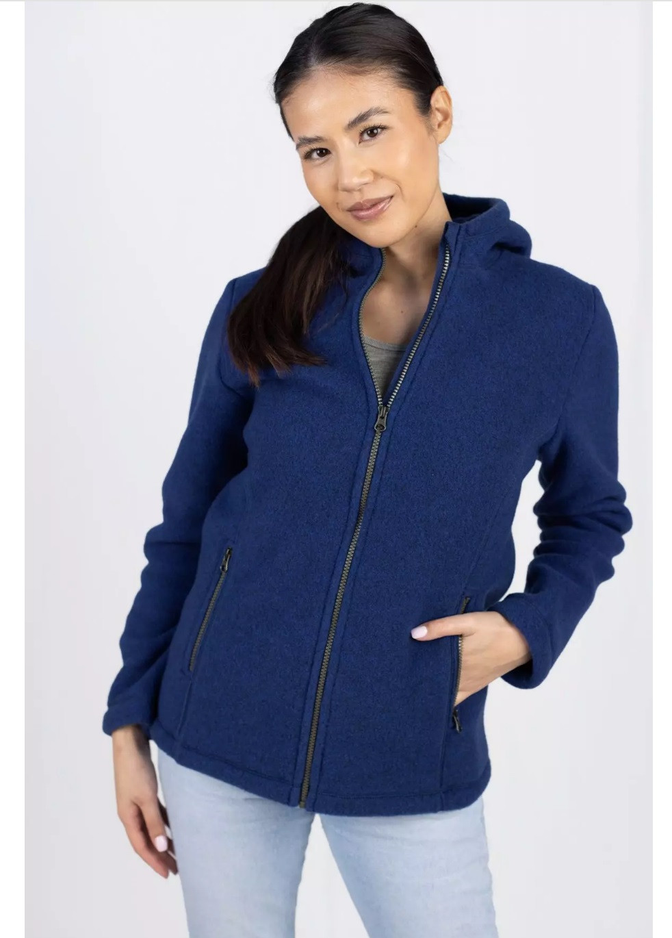 Organic Thick Wool Fleece Hooded Women's Jacket - Little Spruce