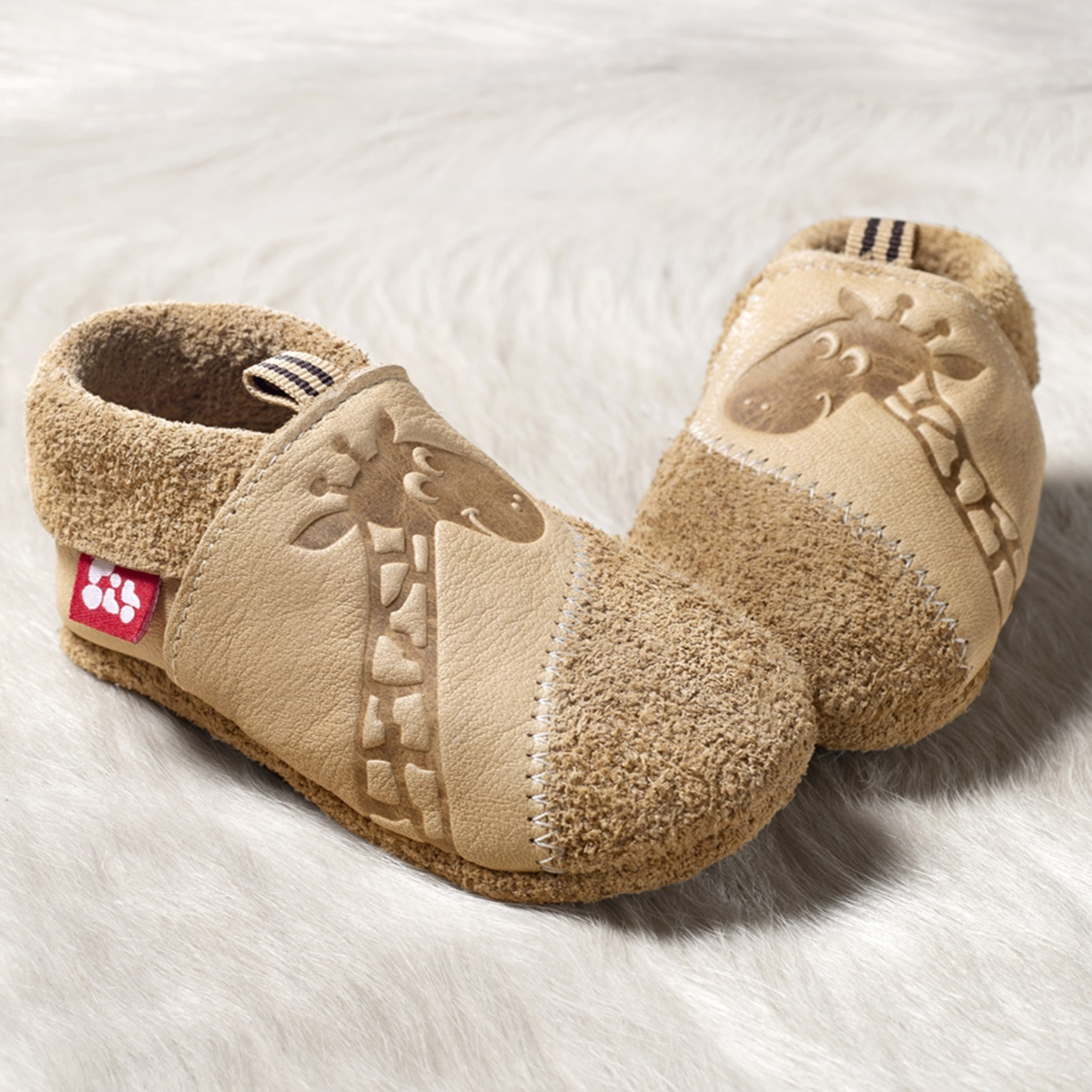 SoftSoled Indoor Slippers Natural Leather "GIRAFFE" Little Spruce