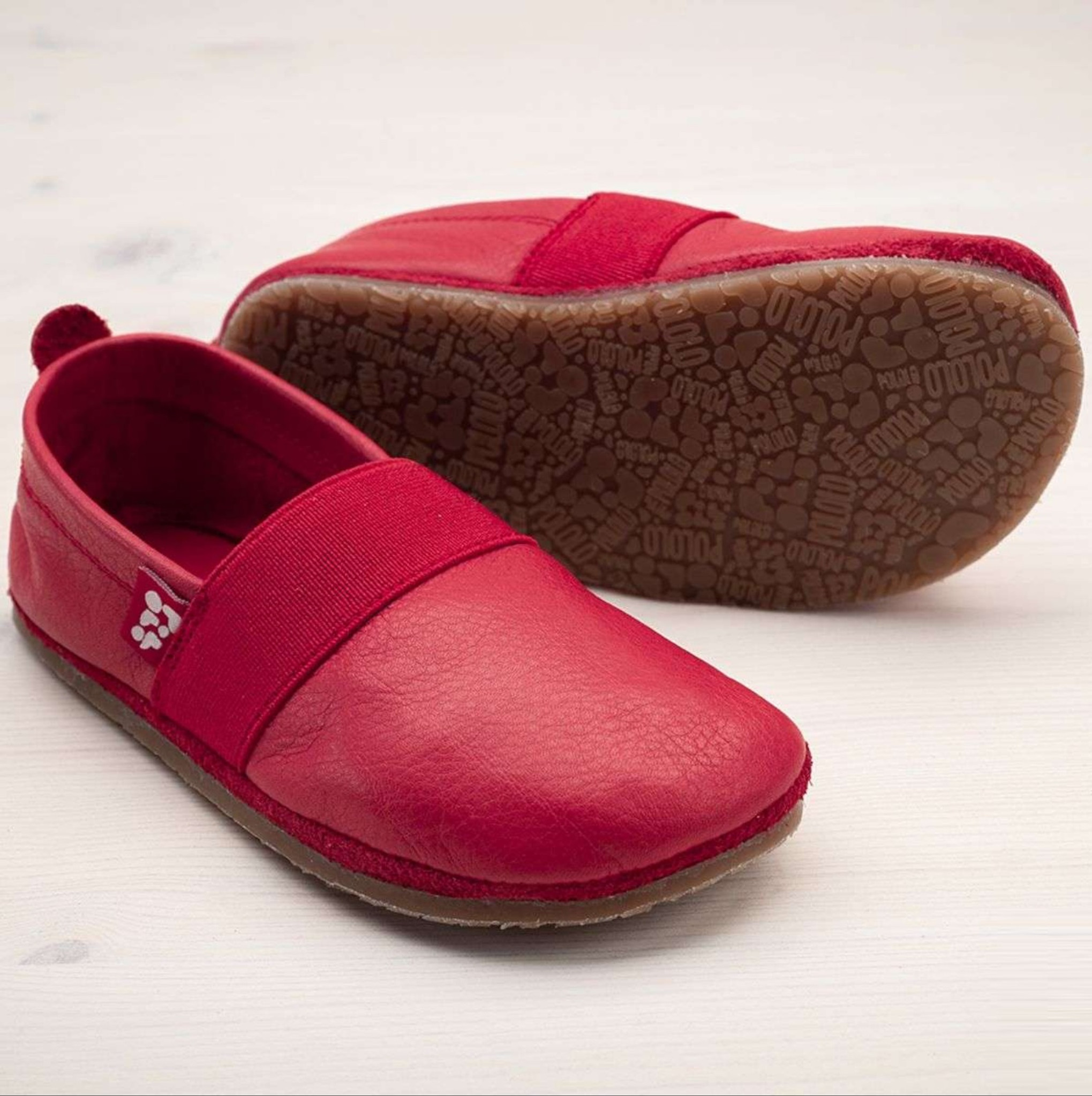 Slippers Elastico Leather Red  POLOLO – ecological children's shoes