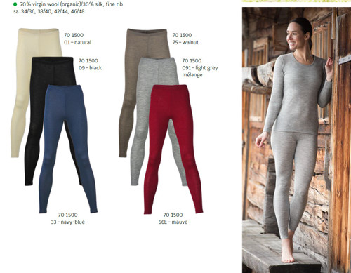 Merino Wool & Silk Leggings - Olive - 1-14y