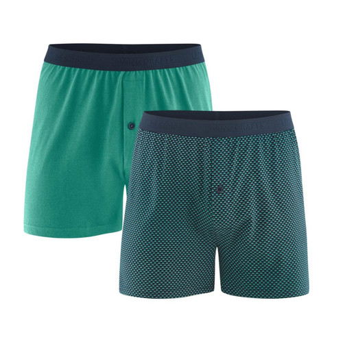 Pack of 2 men's organic cotton boxer shorts with Green Gingham pattern by  Dim Green Bio