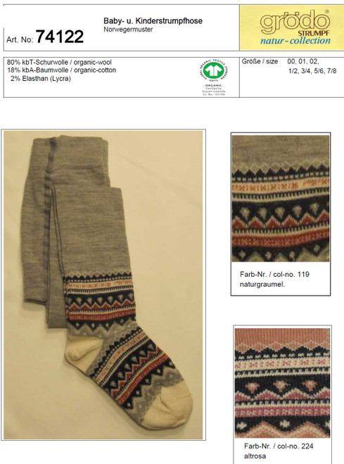 Grodo Organic Wool Cotton Kids Tights | Grodo 74122k - Little Spruce Organics