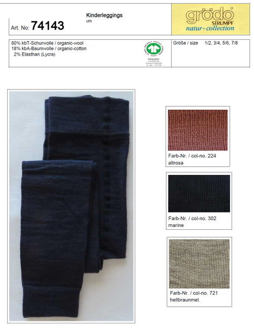 Grodo Organic Wool Cotton Kids Leggings | Grodo 74143 - Little Spruce Organics