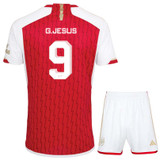 G. JESUS #9 Arsenal 23/24 Kid's Home Shirt and Shorts - Arsenal Font