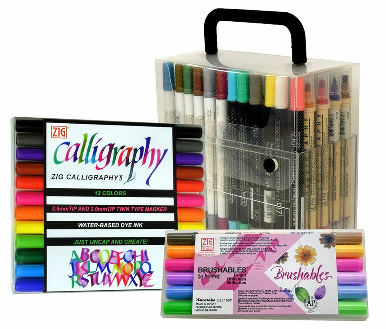 Zig MS340012 Memory System Calligraphy Dual-Tip Markers 12/Pkg