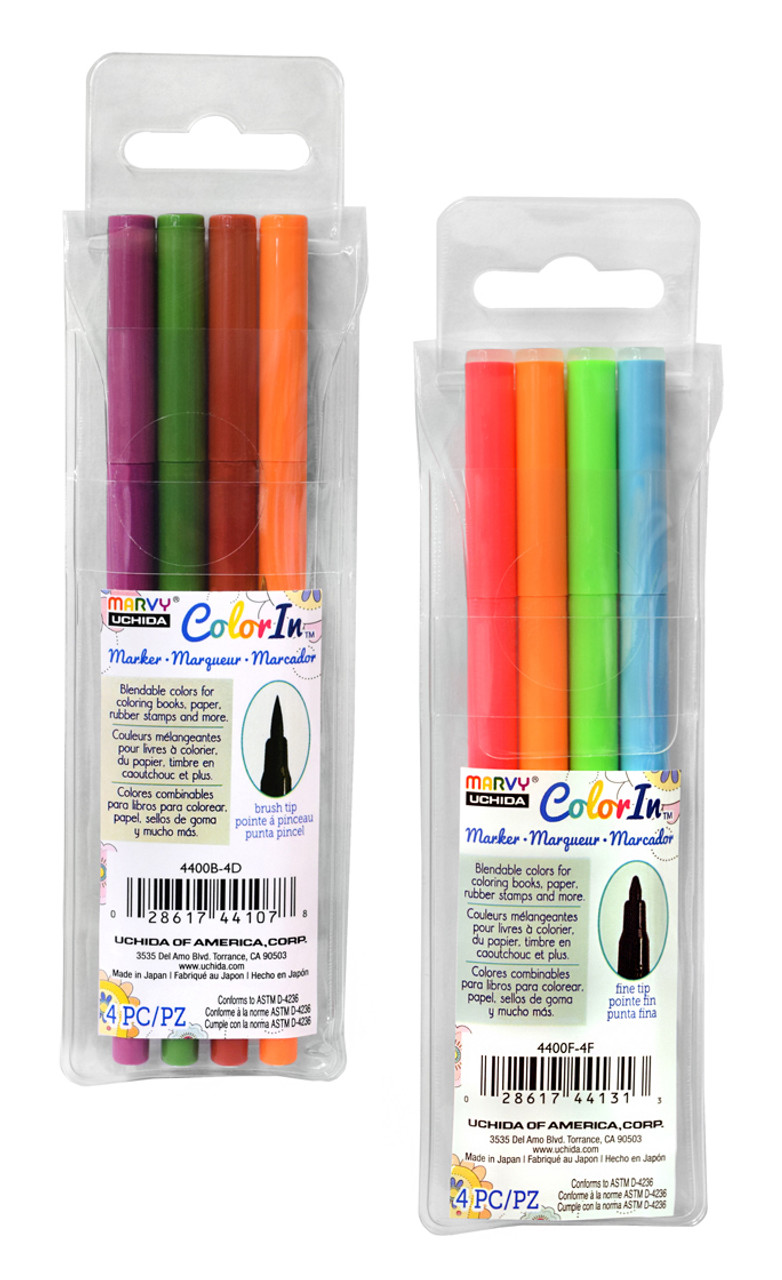 Marvy Color In Markers- Fine Tip- Neon Set of 4 (4400F-4F)