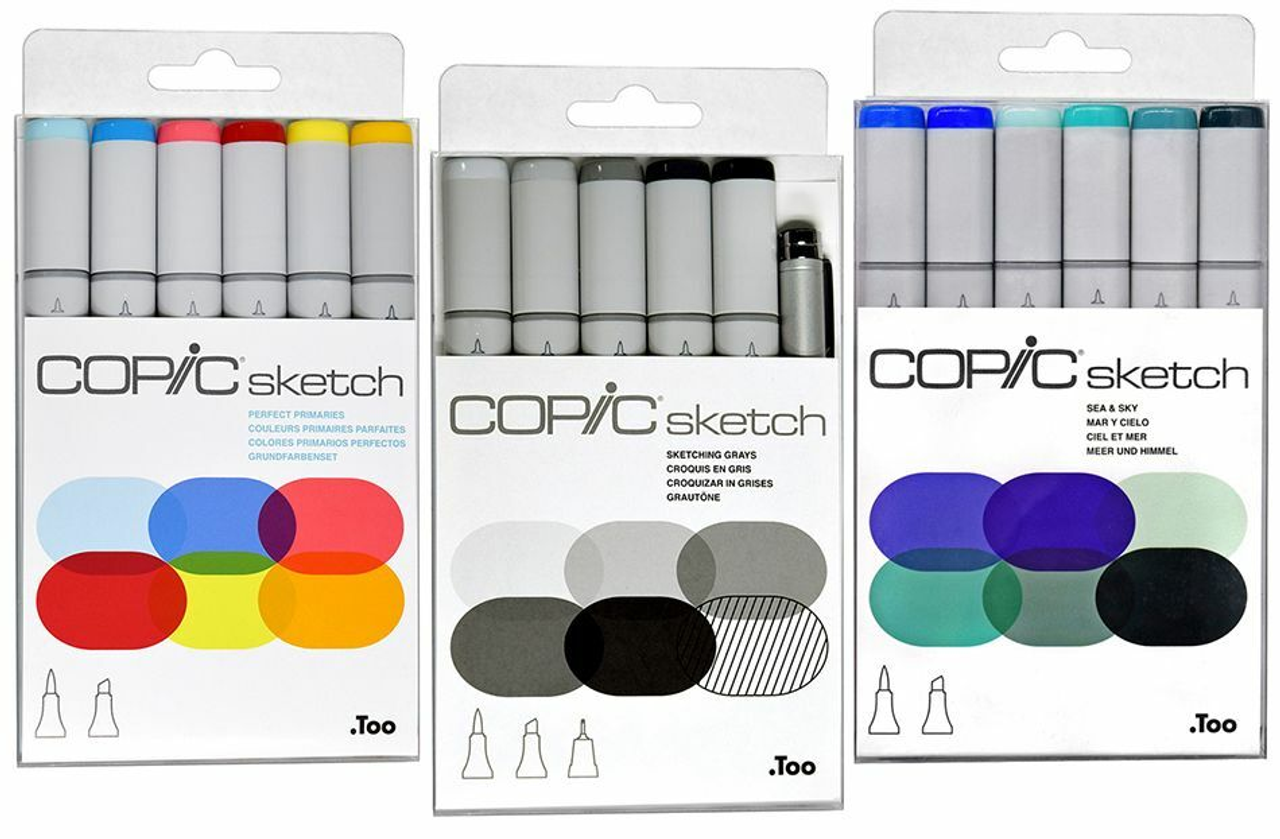 Copic Sketch Marker Set - Sea & Sky Colors, Set of 6